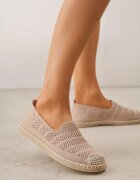  Espadrile bej închis pe talpă plată din împletitură și cu cusături decorative Tarniesa
