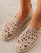  Espadrile bej închis pe talpă plată din împletitură și cu cusături decorative Tarniesa