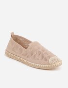 Espadrile bej închis pe talpă plată din împletitură și cu cusături decorative Tarniesa