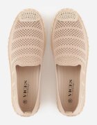  Espadrile bej închis pe talpă plată din împletitură și cu cusături decorative Tarniesa