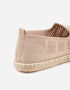  Espadrile bej închis pe talpă plată din împletitură și cu cusături decorative Tarniesa