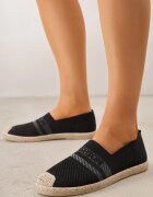  Espadrile Negre cu fața împletită și tăietură joasă Mokosa