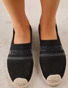 Espadrile Negre cu fața împletită și tăietură joasă Mokosa