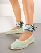  Espadrile Verde Deschis cu Legătură cu Imprimeu la Gleză Decorate cu Împletitură Lortevia