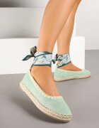  Espadrile Verde Deschis cu Legătură cu Imprimeu la Gleză Decorate cu Împletitură Lortevia