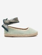  Espadrile Verde Deschis cu Legătură cu Imprimeu la Gleză Decorate cu Împletitură Lortevia