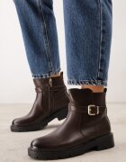 fashion&bella Botine biker cu talpă cu profil și panou elastic decorate cu dungi cu cataramă Serilla Maro
