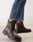 fashion&bella Botine biker cu talpă cu profil și panou elastic decorate cu dungi cu cataramă Serilla Maro