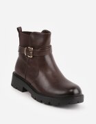 fashion&bella Botine biker cu talpă cu profil și panou elastic decorate cu dungi cu cataramă Serilla Maro