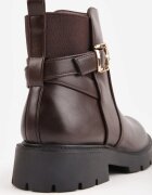 fashion&bella Botine biker cu talpă cu profil și panou elastic decorate cu dungi cu cataramă Serilla Maro
