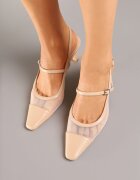 fashion belle Sandale Bej cu toc stiletto Slingback cu partea superioară transparentă Eviralli