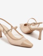 fashion belle Sandale Bej cu toc stiletto Slingback cu partea superioară transparentă Eviralli