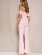 fashion Compleu de costum Roz Bluză Tip spaniolă și Pantaloni Flare Silkio
