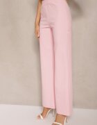 fashion Compleu Roz Top Bandeau Decorat cu Nasturi și Pantaloni Largi Palarienna