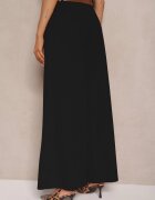 fashion Pantaloni Negri cu Croială Largă Talie Înaltă Ornați cu Curea Rasalle