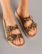 fashion Papuci leopard cu catarame și împletitură de iută Karinn