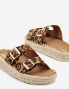 fashion Papuci leopard cu catarame și împletitură de iută Karinn