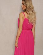 fashion Rochie Evazată Fucsia cu bretele reglabile cu centură textilă Liavara