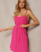 fashion Rochie Evazată Fucsia cu bretele reglabile cu centură textilă Liavara