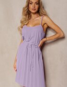 fashion Rochie Mov Cloș cu bretele reglabile cu centură de material Liavara