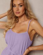 fashion Rochie Mov Cloș cu bretele reglabile cu centură de material Liavara