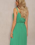 fashion Rochie Verde Evazată cu bretele reglabile și cordon din material Liavara