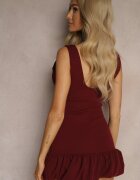 fashion Salopetă Bordeaux cu croială cambrată și cu volan Semiruna