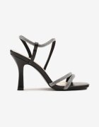 fashion Sandale Negre cu toc cui decorate cu zirconii Dennilsa