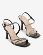 fashion Sandale Negre cu toc cui decorate cu zirconii Dennilsa