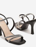 fashion Sandale Negre cu toc cui decorate cu zirconii Dennilsa