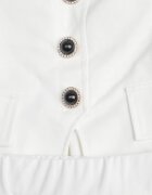 fashion Set Bej Top Bandeau Decorat cu Nasturi și Pantaloni cu Croială Largă Palarienna