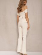 fashion Set De costum Bej Bluză tip spaniolă și Pantaloni evazați Silkio