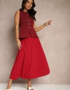 fashion station Fustă Bordeaux cu croială cloș Melobi