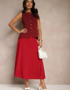 fashion station Fustă Bordeaux cu croială cloș Melobi