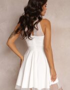 fashion station Rochie Albă Cloș cu Inserție de Tulle Leonela
