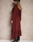 fashion station Rochie Bordo Decorată cu Volane cu Croi Evazat Alleira
