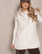 fashion Vestă bej deschis cu matlasare decorativă și glugă detașabilă Erilona