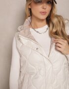 fashion Vestă bej deschis cu matlasare decorativă și glugă detașabilă Erilona