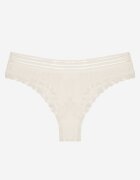 finella Chiloți albi din bumbac tanga decorați cu dantelă și elastic în dungi Torllana