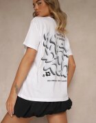 fresh made Tricou Alb-Albastru din Bumbac Decorat cu Imprimeu Adneria