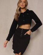  Fustă Negru Denim Mini cu nasturi Karandi