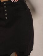  Fustă Negru Denim Mini cu nasturi Karandi