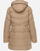  Geacă Bej închis Matlasată Lungă cu Glugă și Fermoar Bidirecțional Naomira