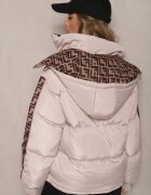  Geacă Casual Bej Reversibilă Tip Puffer cu elastic și Glugă Erisalanne