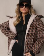  Geacă Casual Bej Reversibilă Tip Puffer cu elastic și Glugă Erisalanne