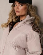  Geacă Casual Bej Reversibilă Tip Puffer cu elastic și Glugă Erisalanne