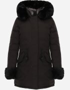  Geacă Negru Reversibilă tip Parka cu glugă și cu blană detașabilă Nevetalie