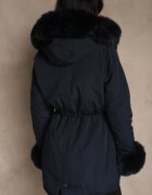  Geacă Parka Bleumarin cu blană și glugă largă Florion