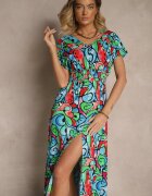 generation Rochie Albastră din Bumbac cu Imprimeu Abstract Emisienna