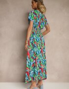 generation Rochie Albastră din Bumbac cu Imprimeu Abstract Emisienna